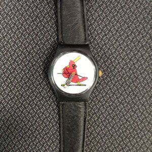 Vintage St. Louis Cardinals Watch With Genuine Leather Band & Baseball Cardinal